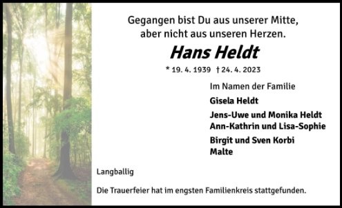 Erinnerungsbild für Hans Heldt