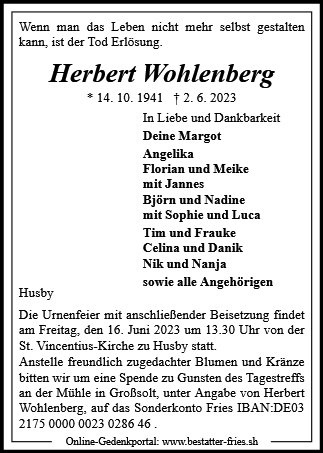 Erinnerungsbild für Herbert Wohlenberg