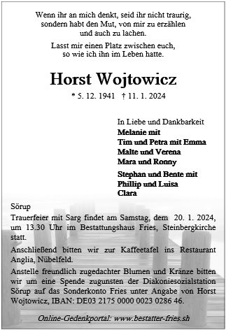 Erinnerungsbild für Horst Wojtowicz