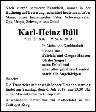 Erinnerungsbild für Karl Heinz Büll