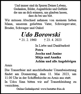 Erinnerungsbild für Udo Borowski