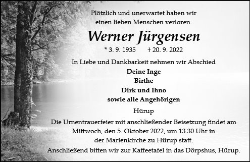 Erinnerungsbild für Werner Jürgensen